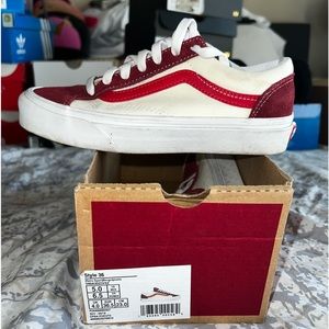 Maroon, red and cream womens 6.5 vans